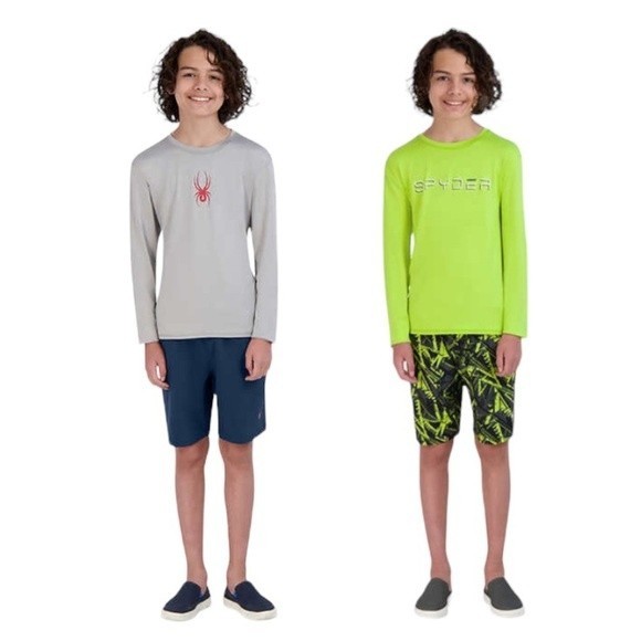 Spyder Other - Boys Swim Trunks XL L Green Gray Spyder Youth 2-piece Swim 2 Set UPF 30 Swim